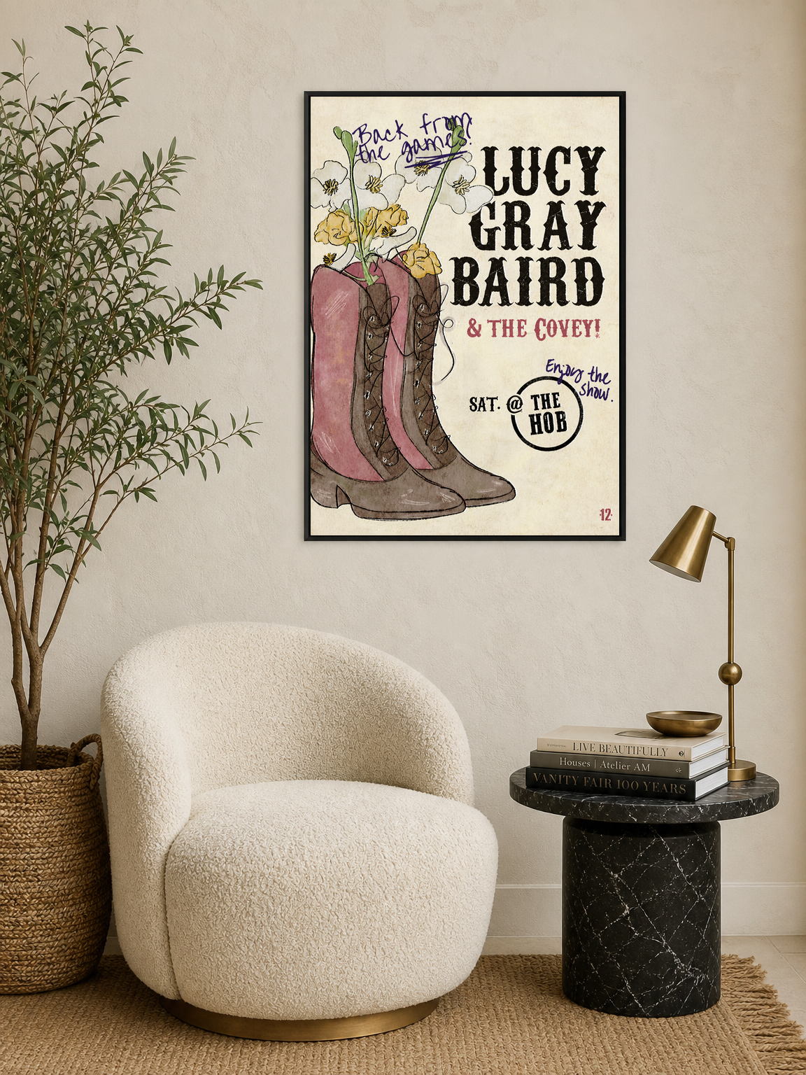 Lucy Gray Baird & The Covey Wall Art Print - black framed