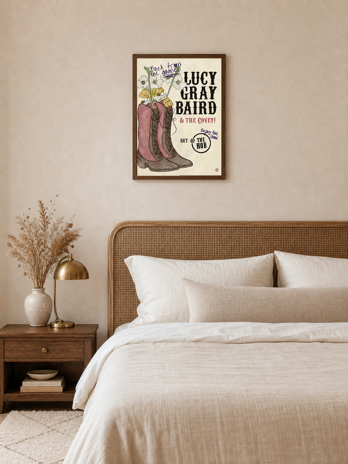 Lucy Gray Baird & The Covey Wall Art Print - dark wood framed