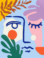 Abstract Face Colorful Wall Art Print - unframed