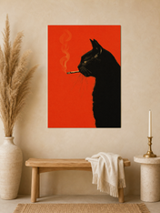 Smoky Black Cat Silhouette Wall Art Print - unframed mockup