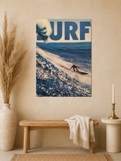 Surf Wave Rider Blue Wall Art Print - unframed mockup