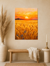 Golden Wheat Field Sunset Wall Art Print - unframed mockup