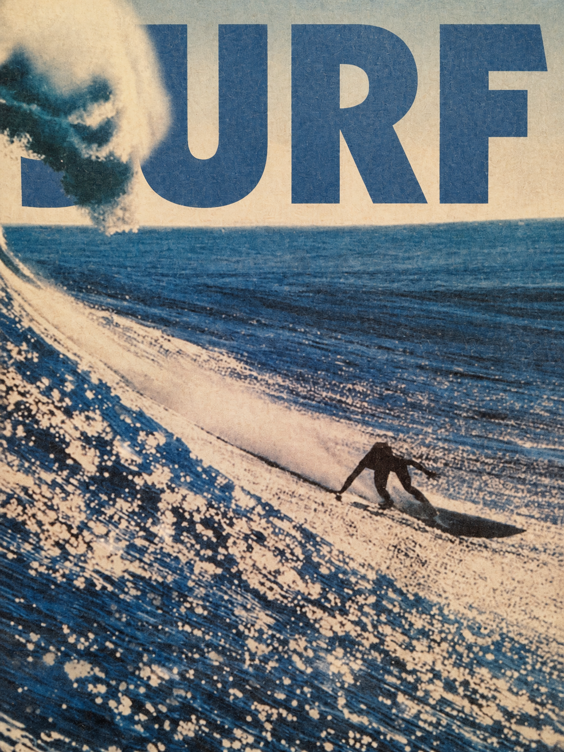Surf Wave Rider Blue Wall Art Print - unframed
