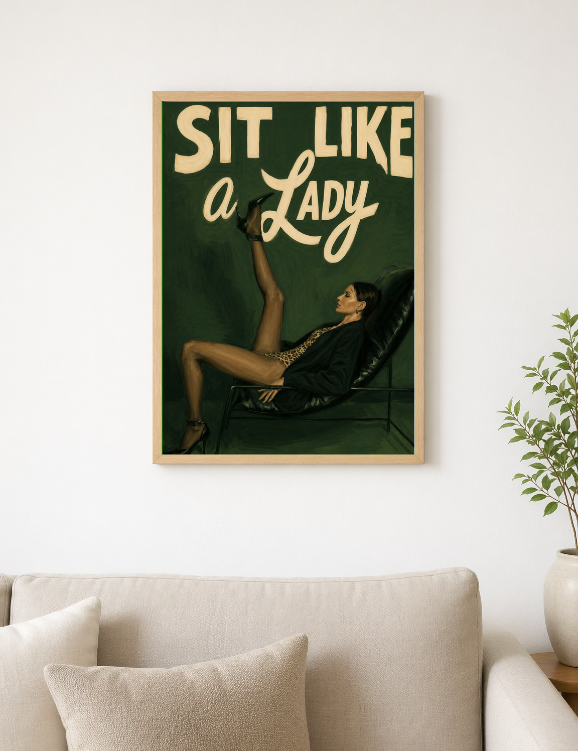 Sit Like a Lady Fashion Wall Art Print - wood framed poster