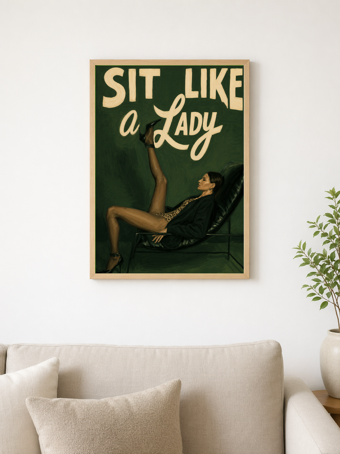 Sit Like a Lady Fashion Wall Art Print - wood framed poster