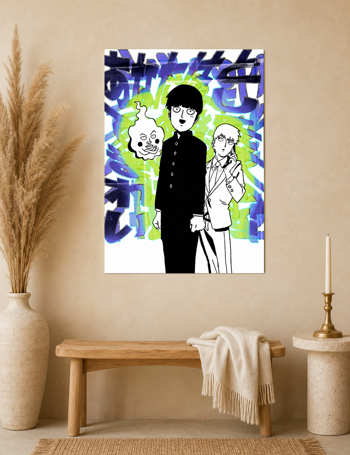 Mob Psycho Anime Duo Wall Art Print - unframed mockup