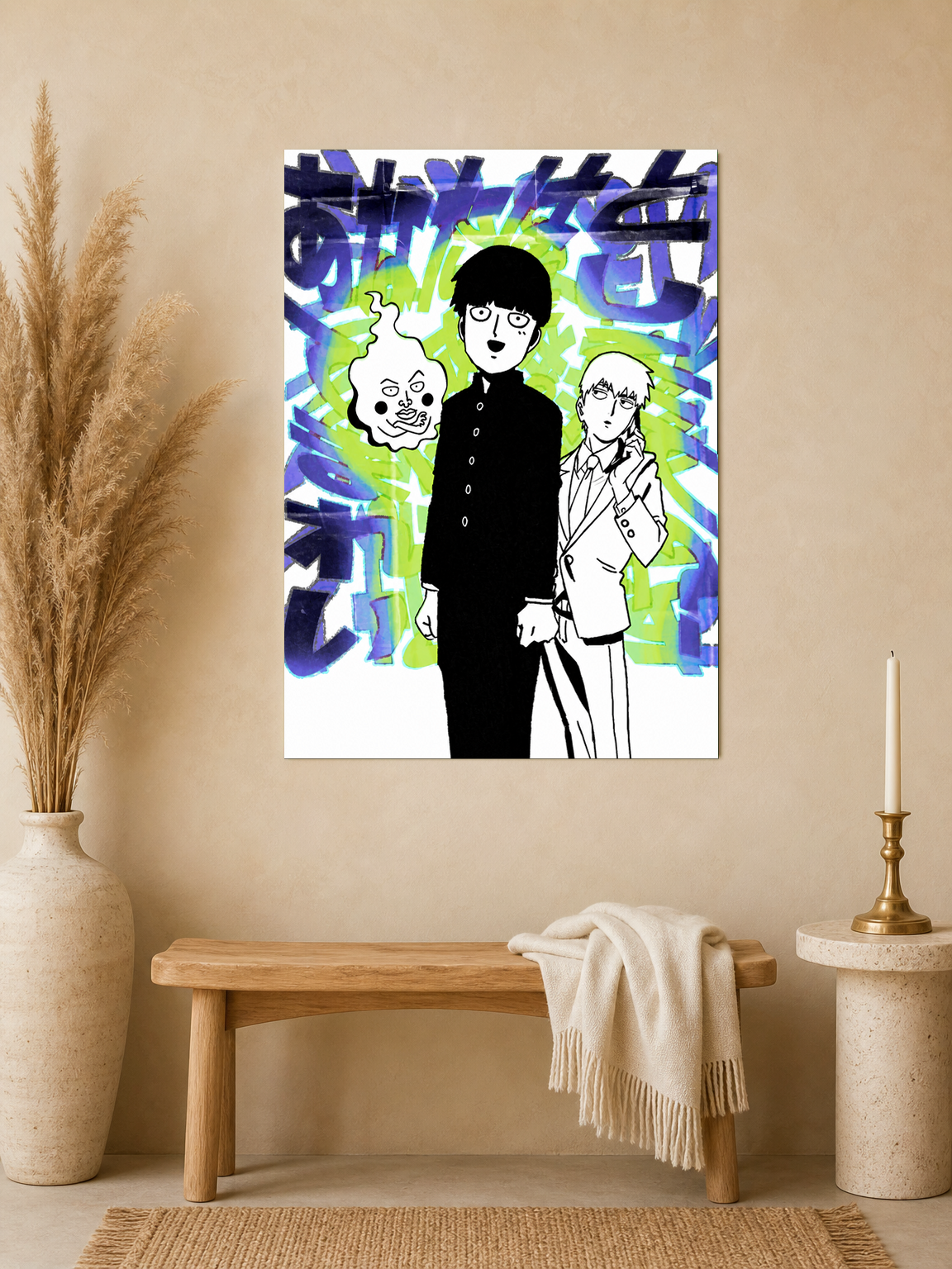Mob Psycho Anime Duo Wall Art Print - unframed mockup