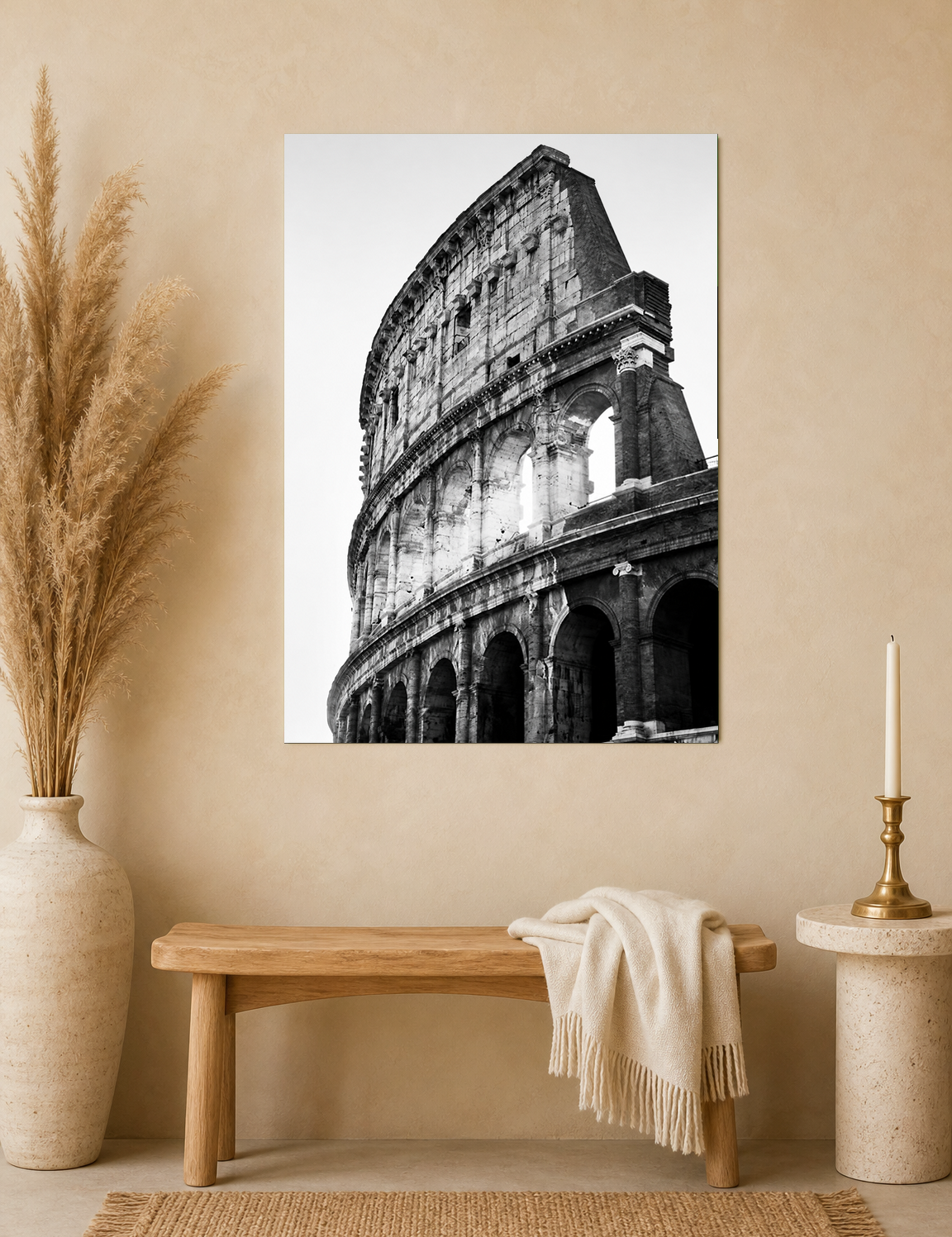 Black and White Colosseum Rome Wall Art Print - unframed mockup