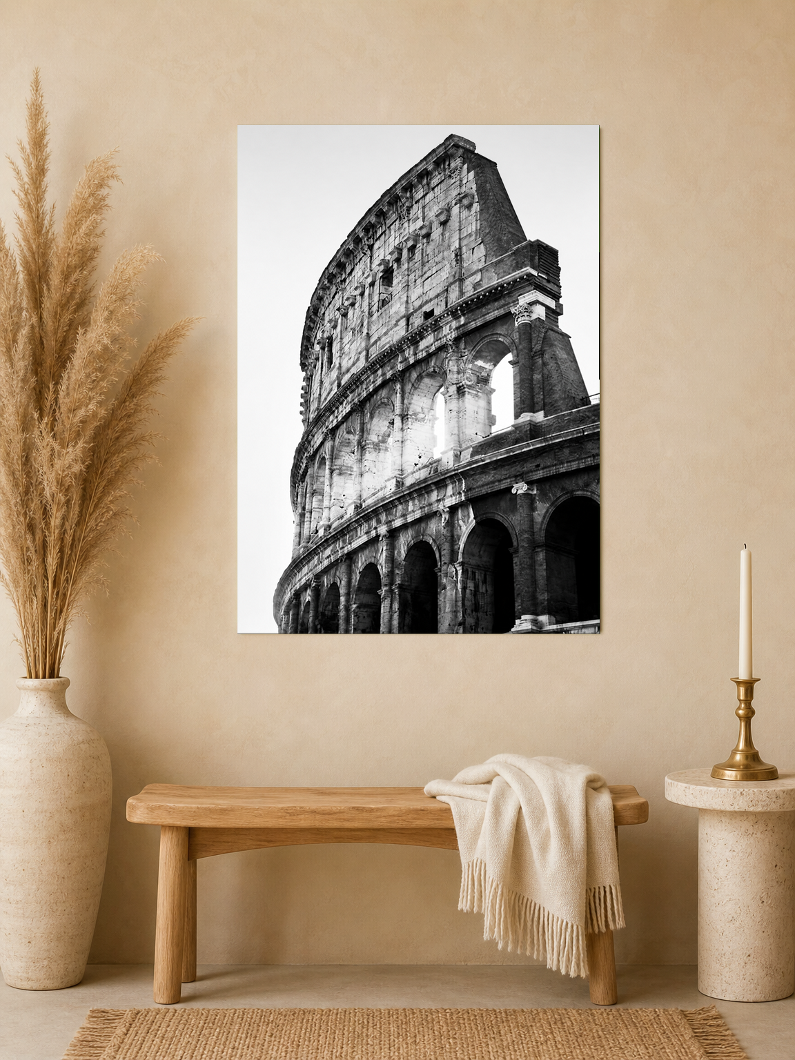 Black and White Colosseum Rome Wall Art Print - unframed mockup