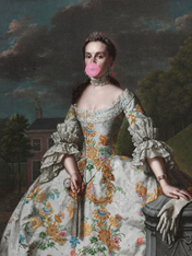 Classical Lady with Bubblegum Wall Art Print - unframed