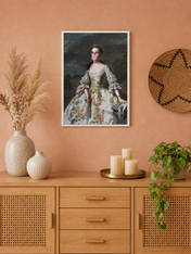 Classical Lady with Bubblegum Wall Art Print - white framed