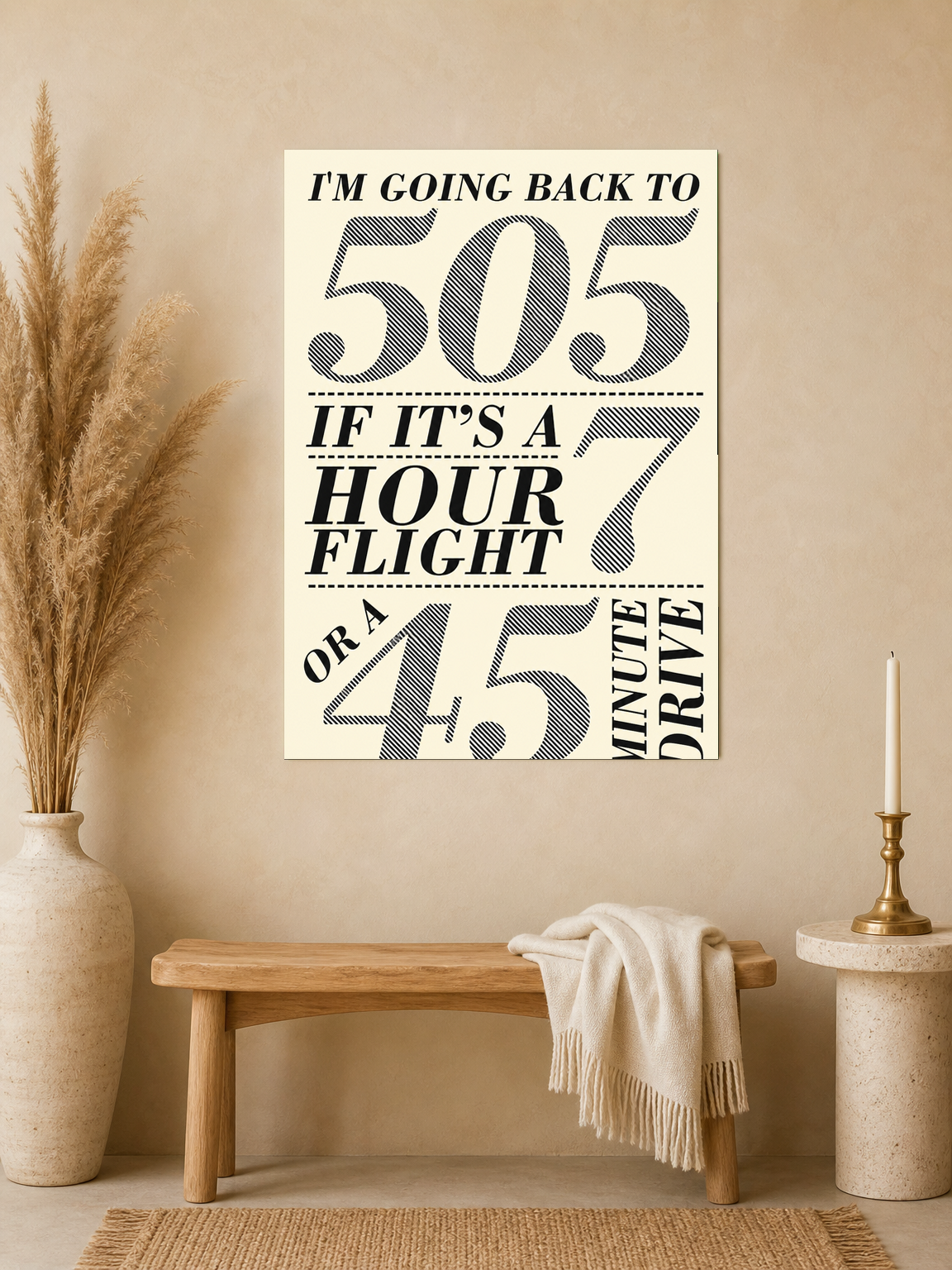 I'm Going Back To 505 Lyrics Wall Art Print - unframed mockup