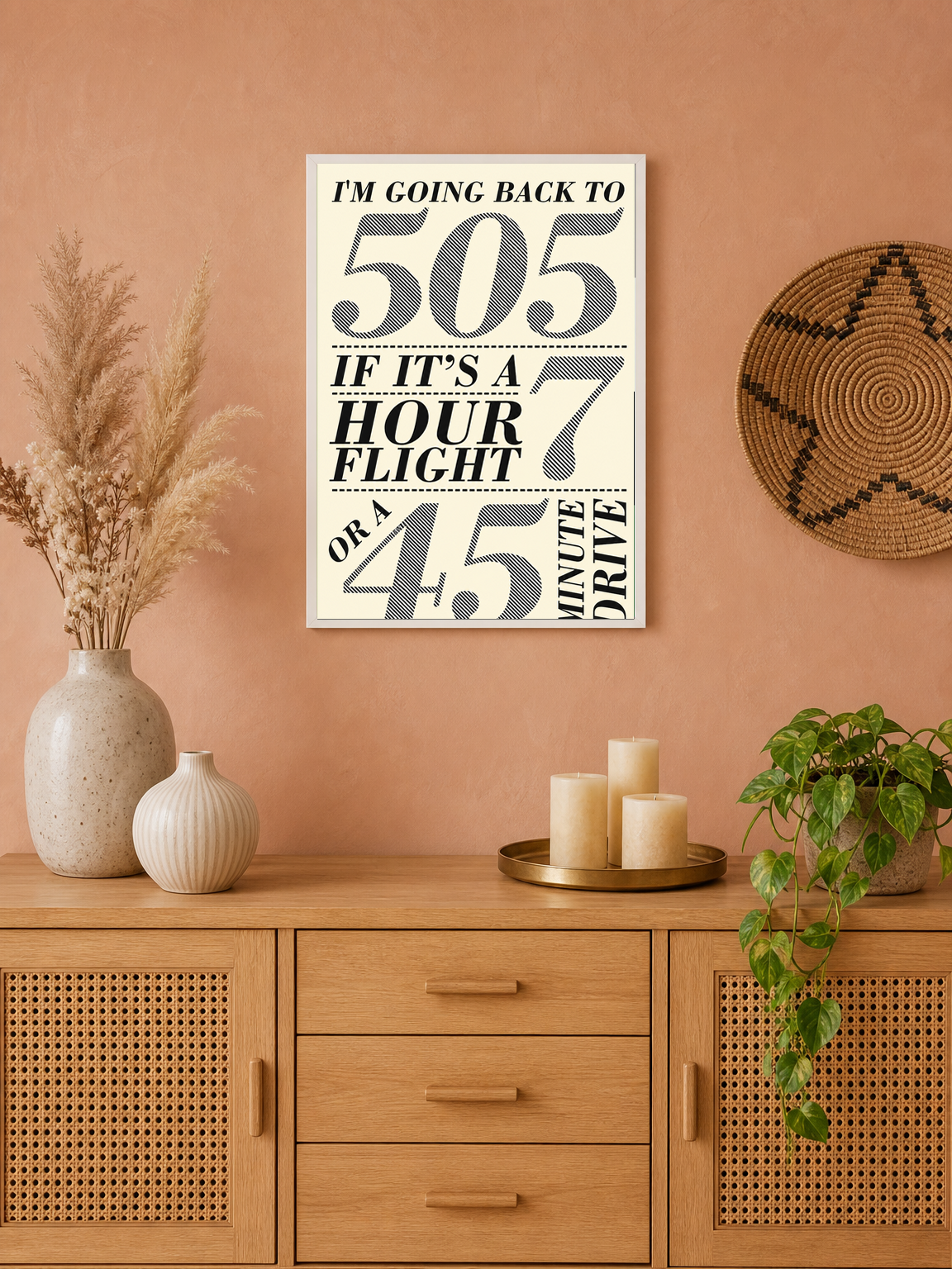 I'm Going Back To 505 Lyrics Wall Art Print - white framed