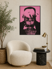 Pink Retro Portrait Wall Art Print - black framed