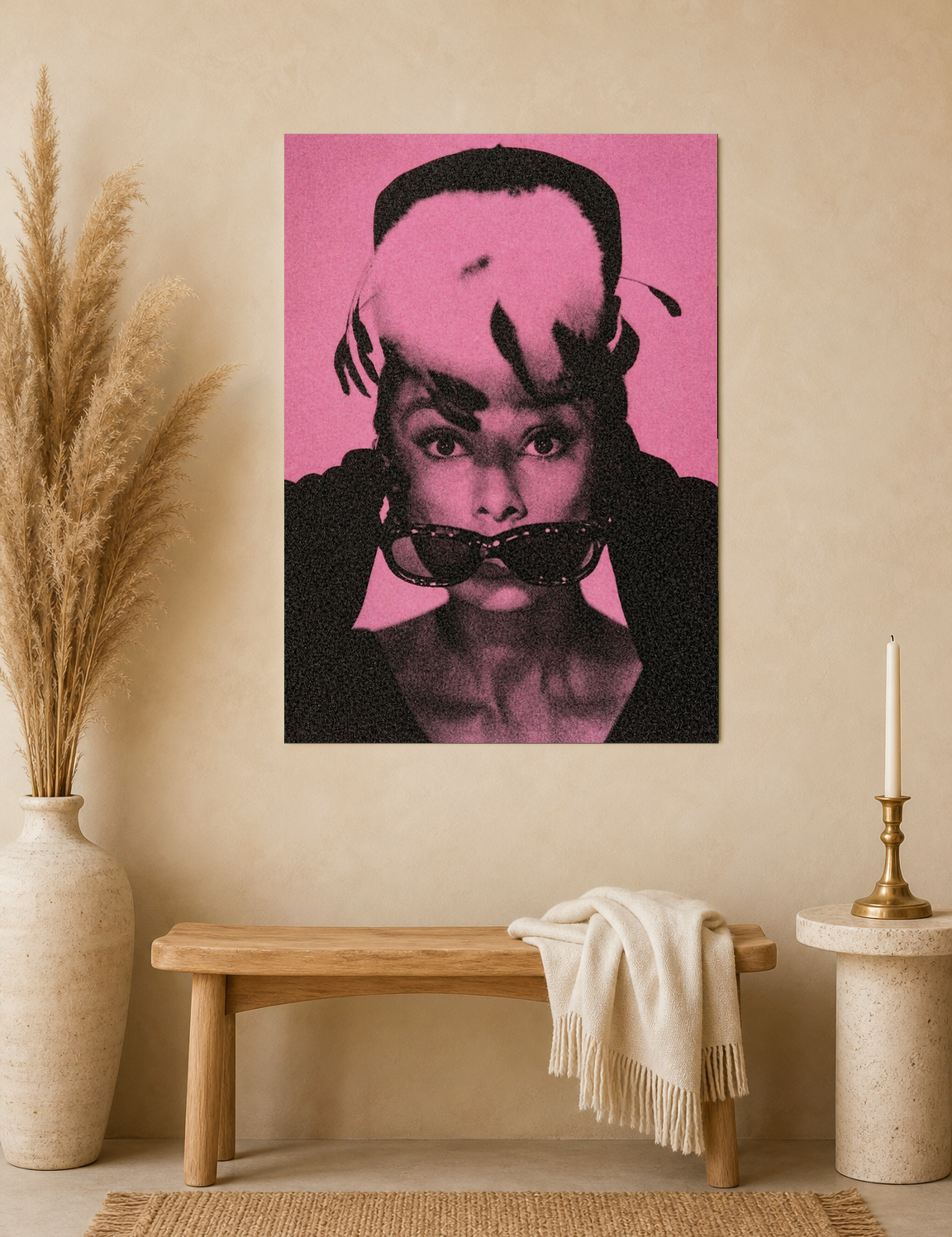 Pink Retro Portrait Wall Art Print - unframed mockup