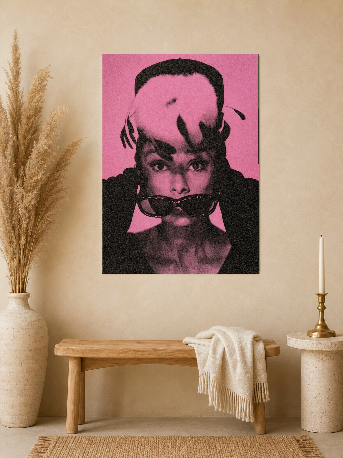 Pink Retro Portrait Wall Art Print - unframed mockup