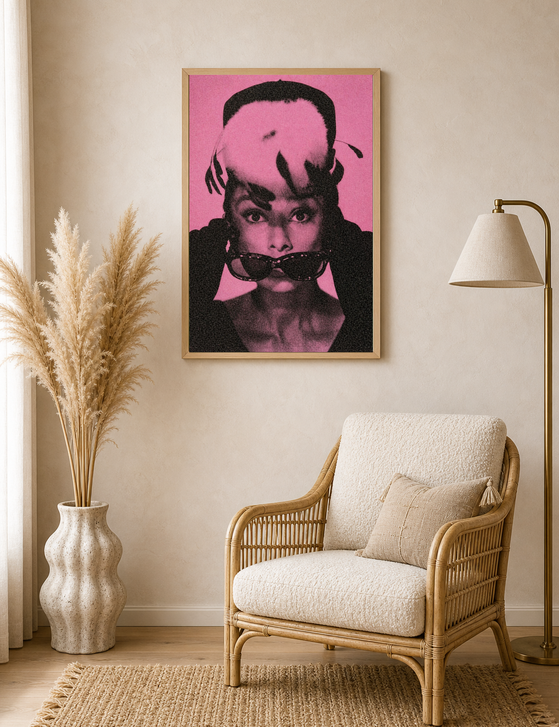 Pink Retro Portrait Wall Art Print - wood framed poster