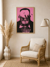 Pink Retro Portrait Wall Art Print - wood framed poster