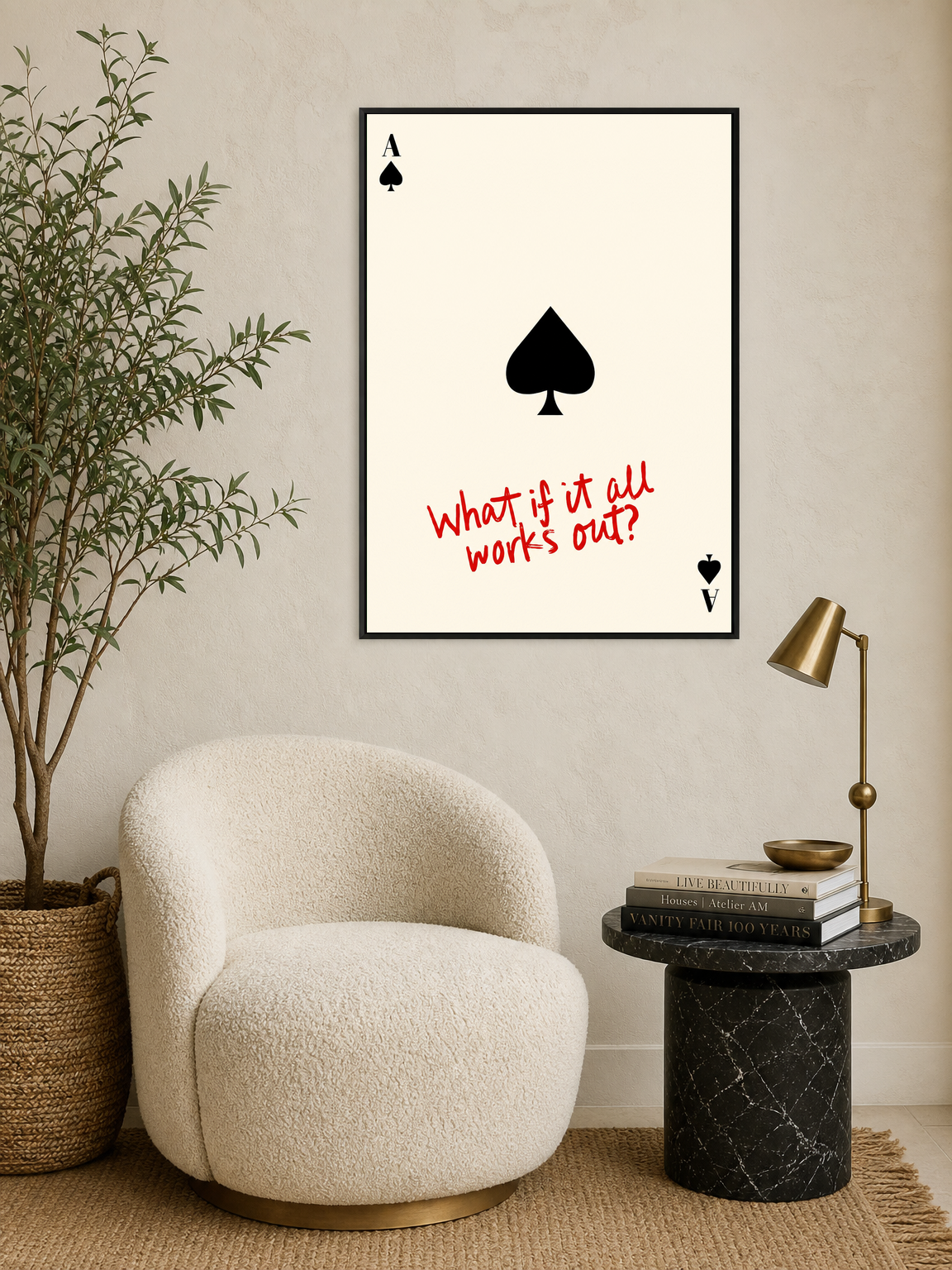 Ace of Spades What If It All Works Out Wall Art Print - black framed