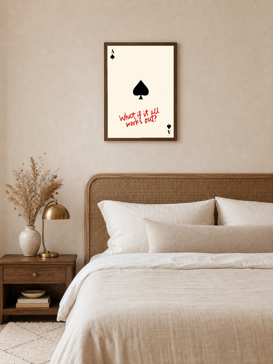 Ace of Spades What If It All Works Out Wall Art Print - dark wood framed