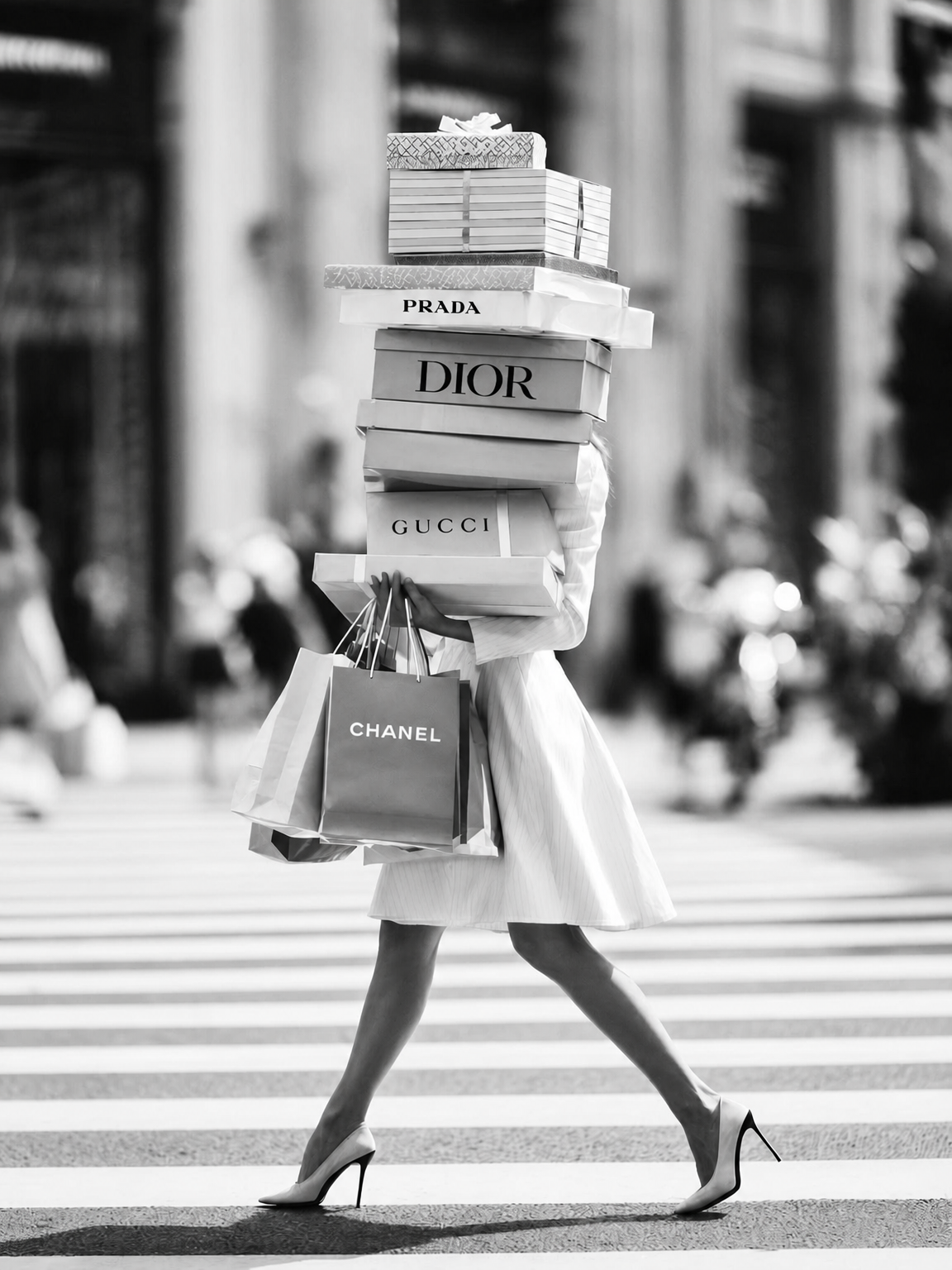 Chic Shopping City Wall Art Print - unframed