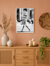 Chic Shopping City Wall Art Print - white framed