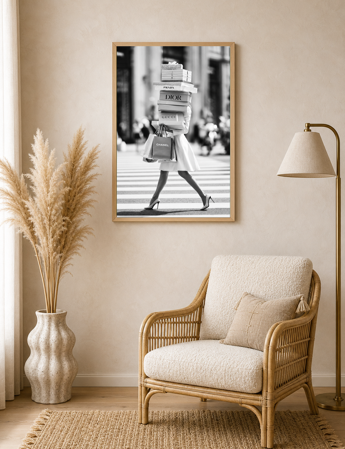Chic Shopping City Wall Art Print - wood framed poster