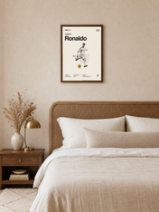 Cristiano Ronaldo Minimalist Wall Art Print - dark wood framed
