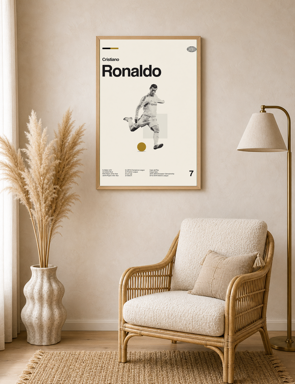 Cristiano Ronaldo Minimalist Wall Art Print - wood framed poster