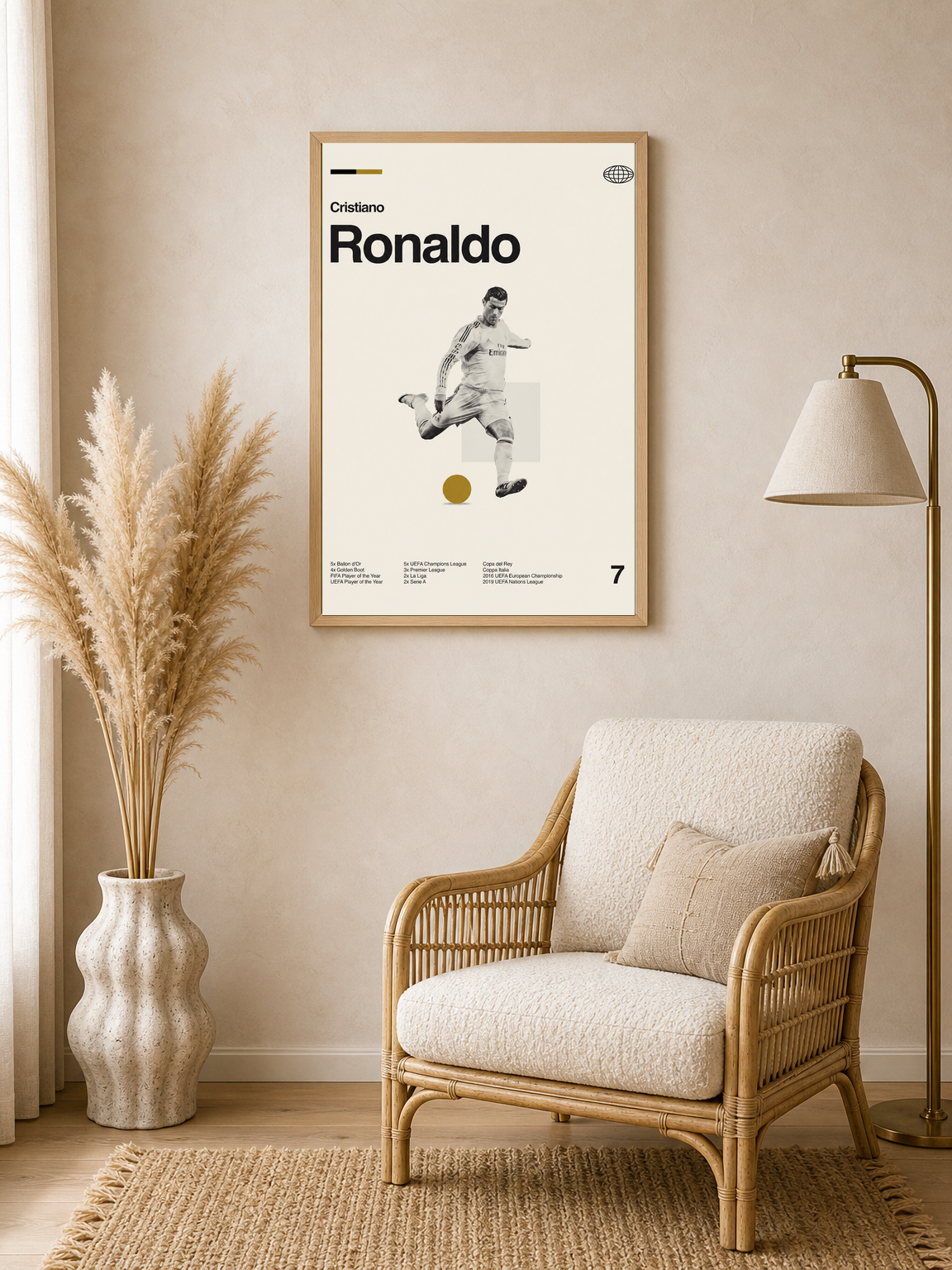 Cristiano Ronaldo Minimalist Wall Art Print - wood framed poster