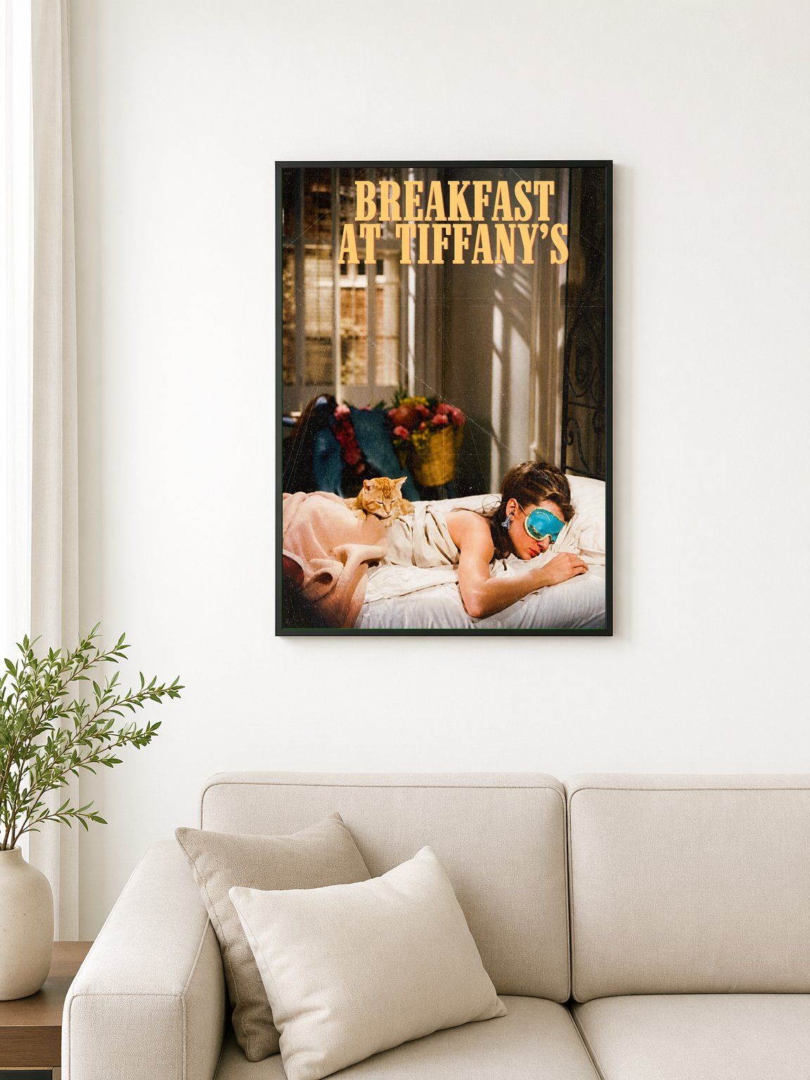 Breakfast at Tiffany's Movie Poster Wall Art Print - black framed