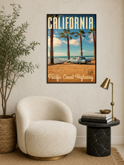 California Pacific Coast Highway Wall Art Print - black framed