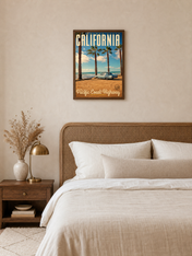 California Pacific Coast Highway Wall Art Print - dark wood framed
