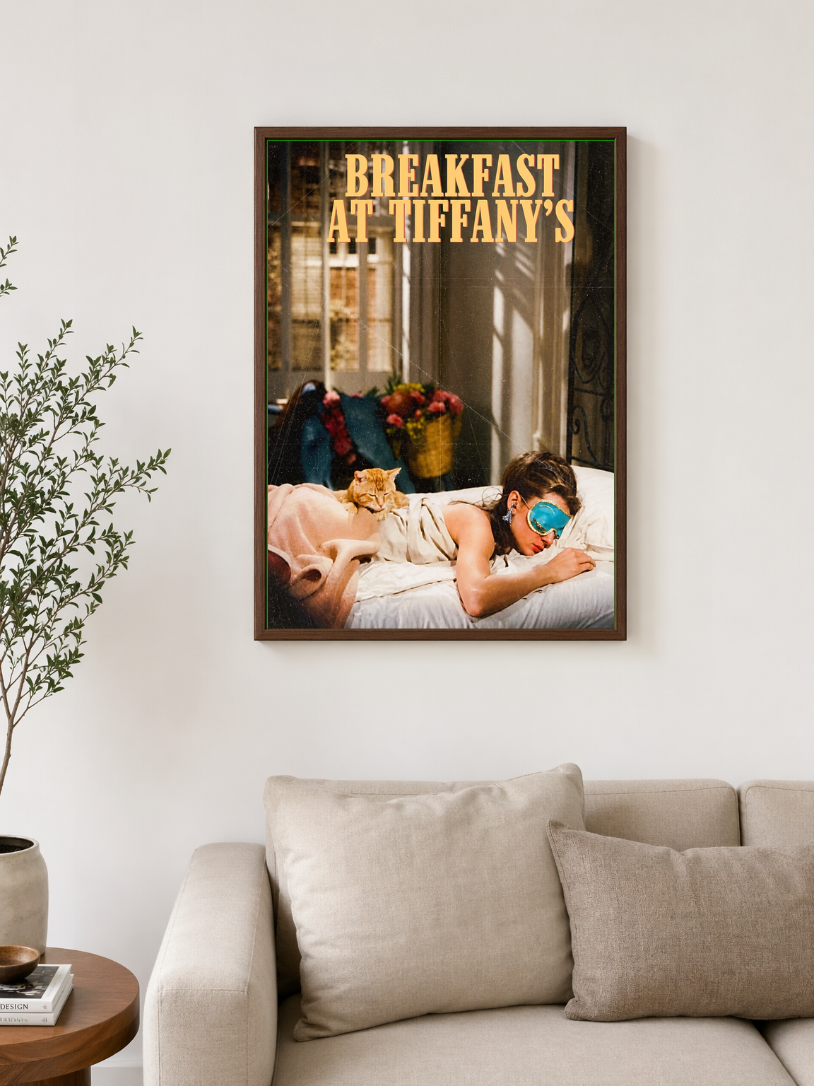 Breakfast at Tiffany's Movie Poster Wall Art Print - dark wood framed