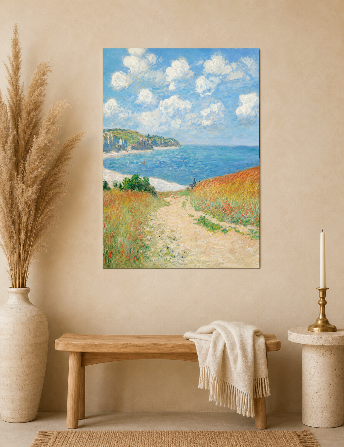 Coastal Cliff Path Seascape Wall Art Print - unframed mockup