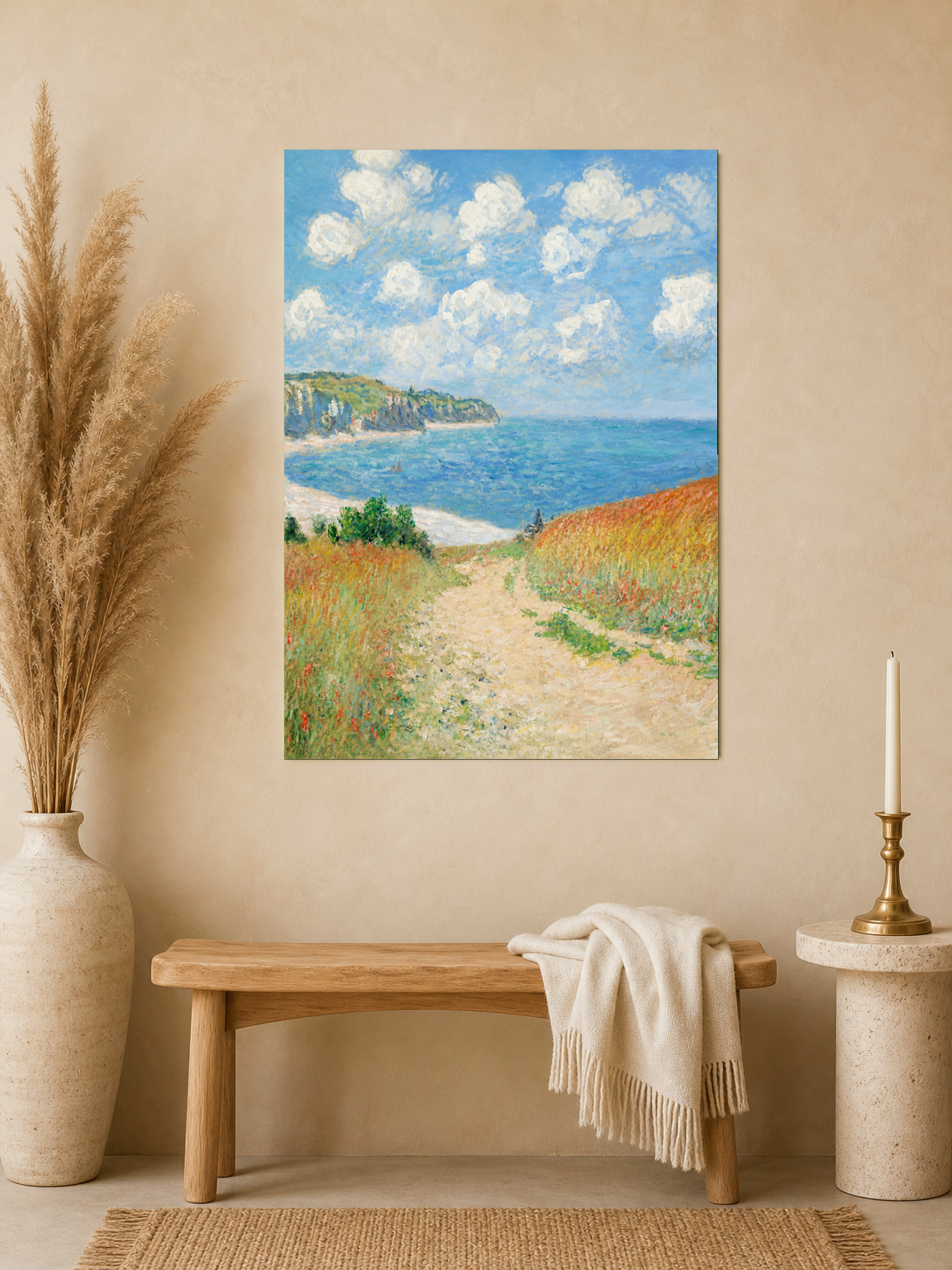 Coastal Cliff Path Seascape Wall Art Print - unframed mockup