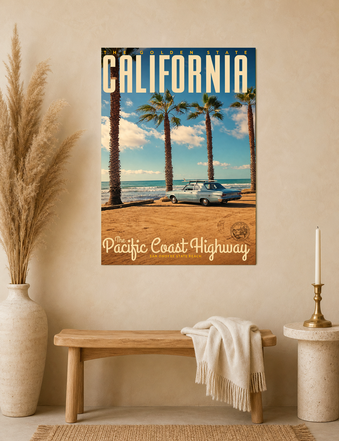 California Pacific Coast Highway Wall Art Print - unframed mockup