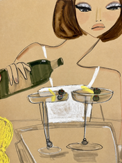 Chic Cocktail Woman Wall Art Print - unframed
