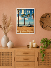 California Pacific Coast Highway Wall Art Print - white framed