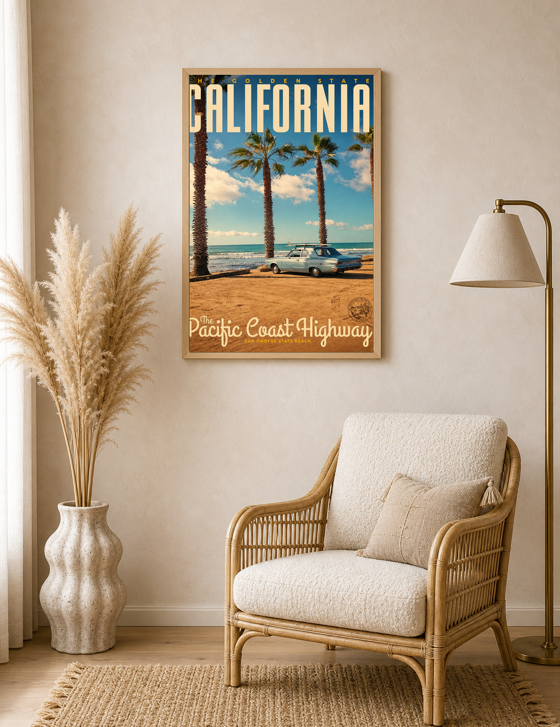California Pacific Coast Highway Wall Art Print - wood framed poster