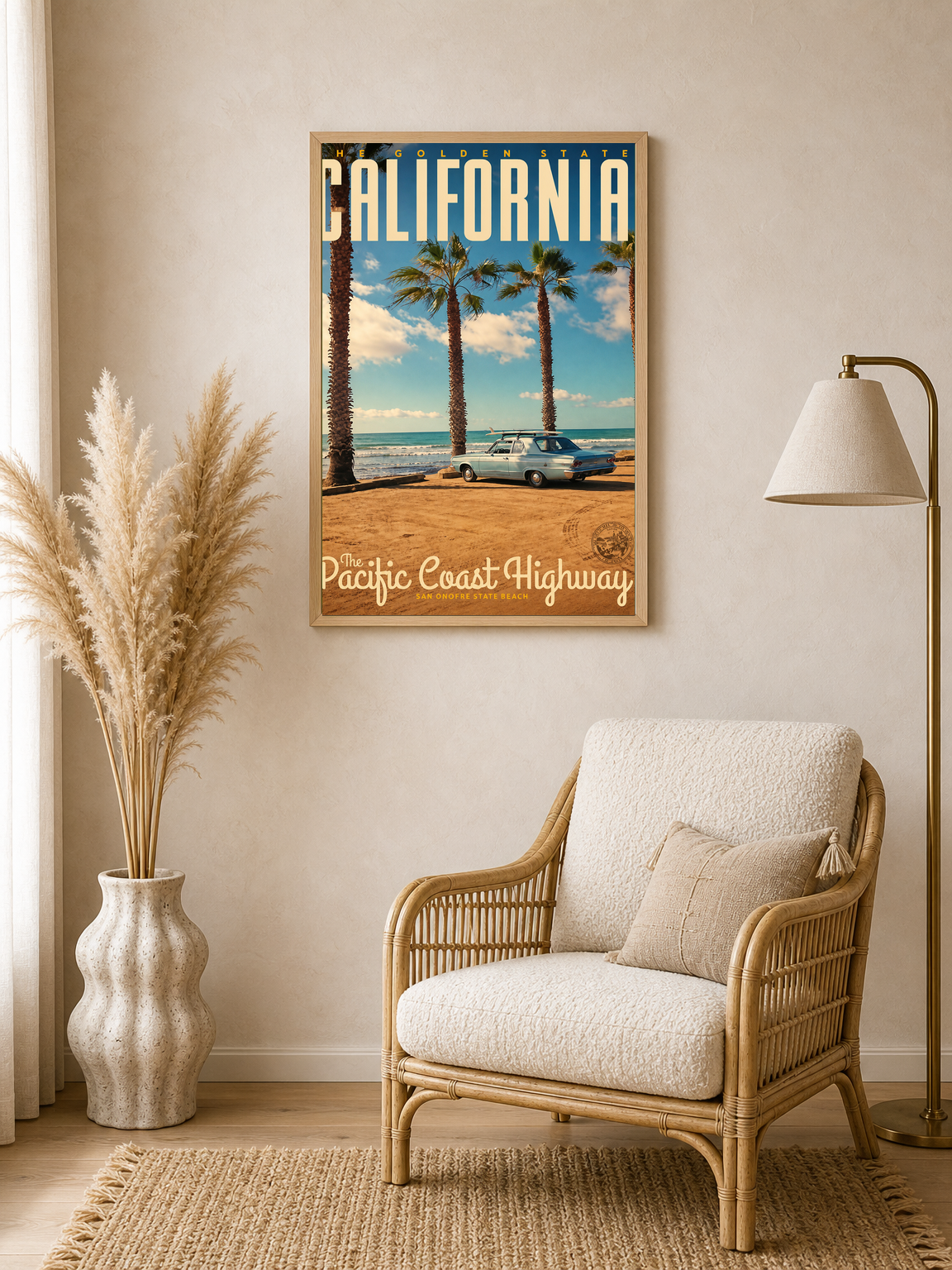 California Pacific Coast Highway Wall Art Print - wood framed poster