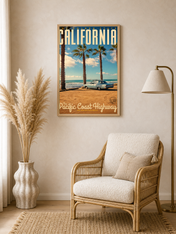California Pacific Coast Highway Wall Art Print - wood framed poster