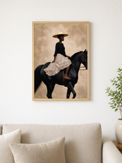 Elegant Woman on Horse Wall Art Print - wood framed poster