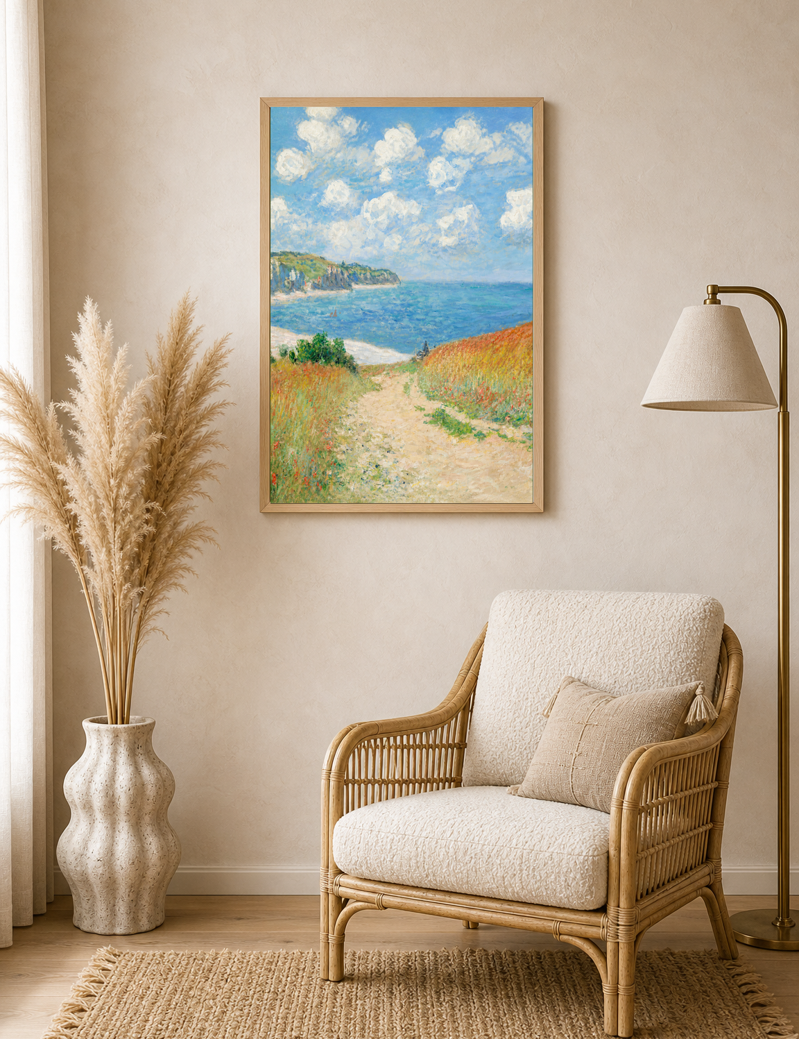 Coastal Cliff Path Seascape Wall Art Print - wood framed poster
