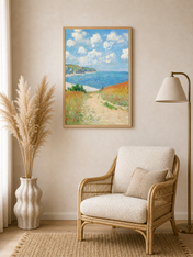 Coastal Cliff Path Seascape Wall Art Print - wood framed poster