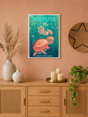 Moon Jellyfish Monterey California Wall Art Print - white framed