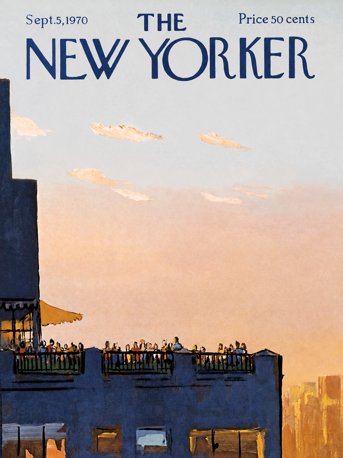 New Yorker Rooftop Sunset Wall Art Print - unframed