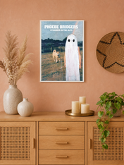 Ghost Figure Field Scene Wall Art Print - white framed