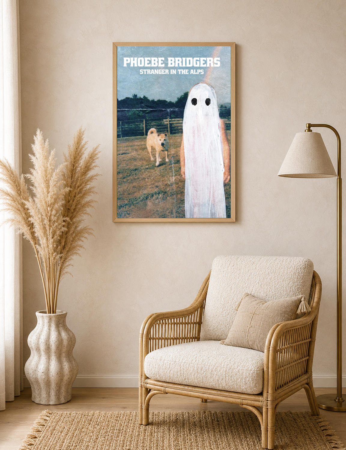 Ghost Figure Field Scene Wall Art Print - wood framed poster
