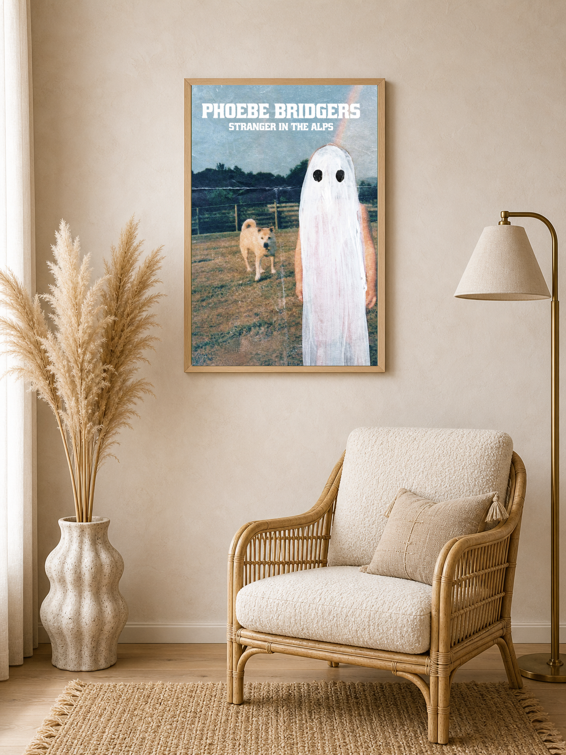 Ghost Figure Field Scene Wall Art Print - wood framed poster